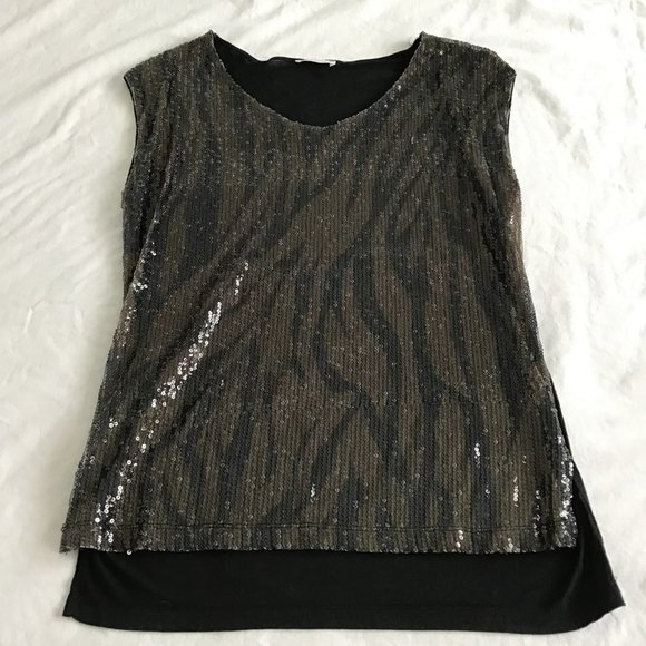 PROMOD Sequined Scoop Neck T-Shirt - Picture 3 of 12